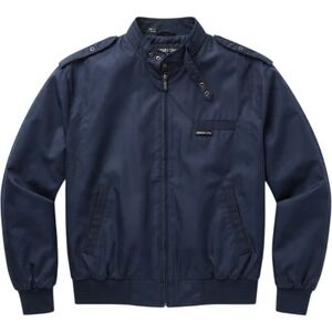 Members Only Mens Navy Blue Iconic Racer Jacket Size 44 Vintage Style Full Zip